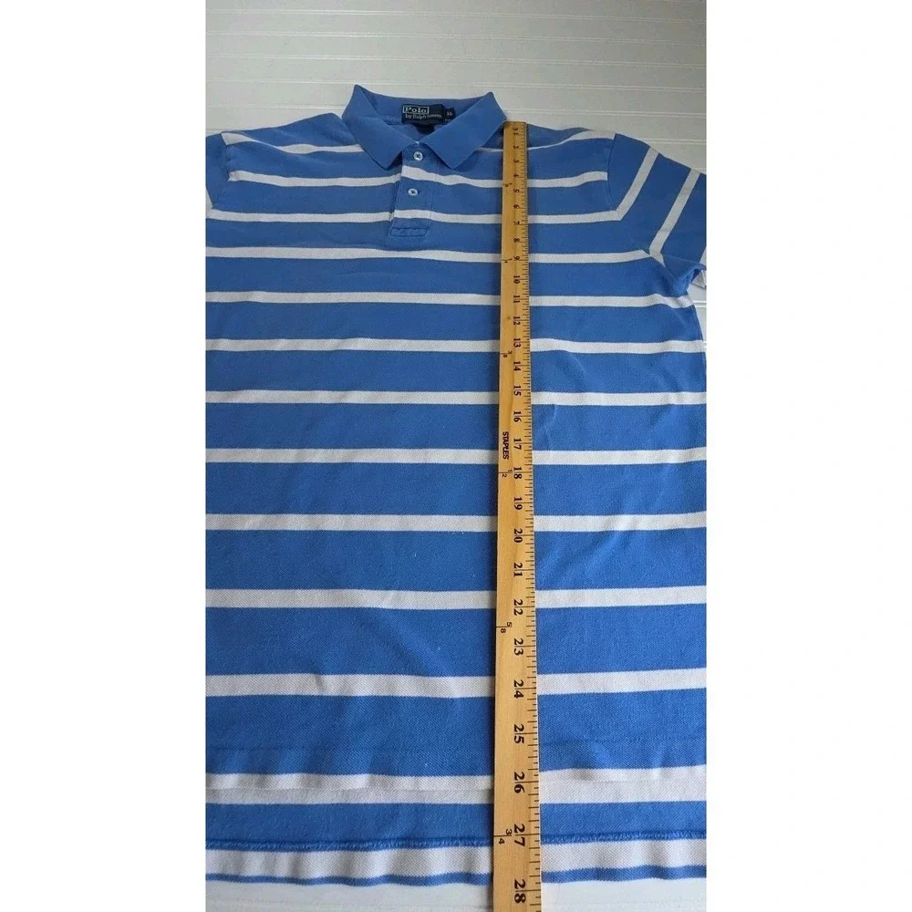 Polo Ralph Lauren Polo Shirt Mens XL Blue Striped Short Sleeve Cotton Pony Logo